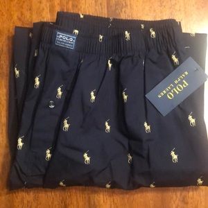 Navy Blue with Gold Polo logo. Casual lounge pants